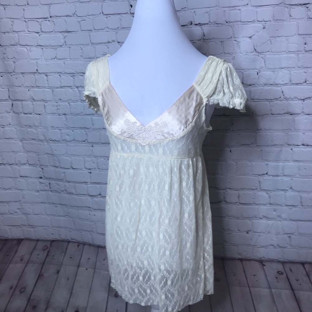 Free People Lace Satin Baby Doll Top